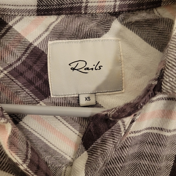 Rails Hunter White Grey Peach Button Up XS - Picture 5 of 9